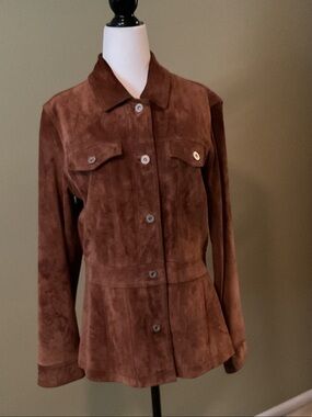 Eddie Bauer Seattle Suede Washable Suede Leather Jacket Women’s Medium Brown